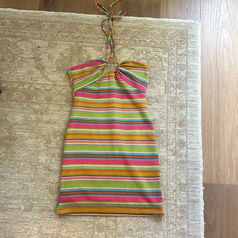 Triple Threads super cute rainbow crochet dress